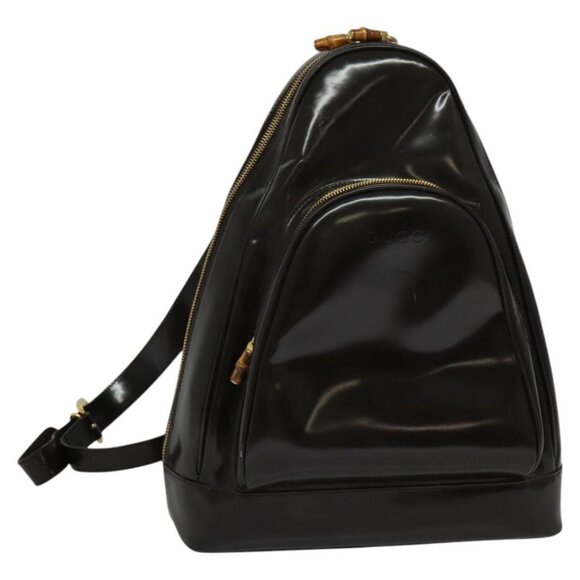 GUCCI Shoulder Bag Patent leather Brown Gold 003 3444 0027 Auth fm4465 - Picture 1 of 16